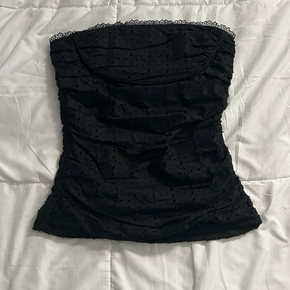 Rampage Tops - Vintage Y2K Rampage Black Lace-Trimmed Eyelet Top